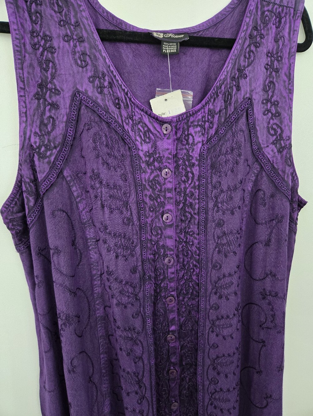 Flower Whimsigoth Fairycore Embroidered Maxi Dress. Purple. Size plus size one. - Picture 2 of 7